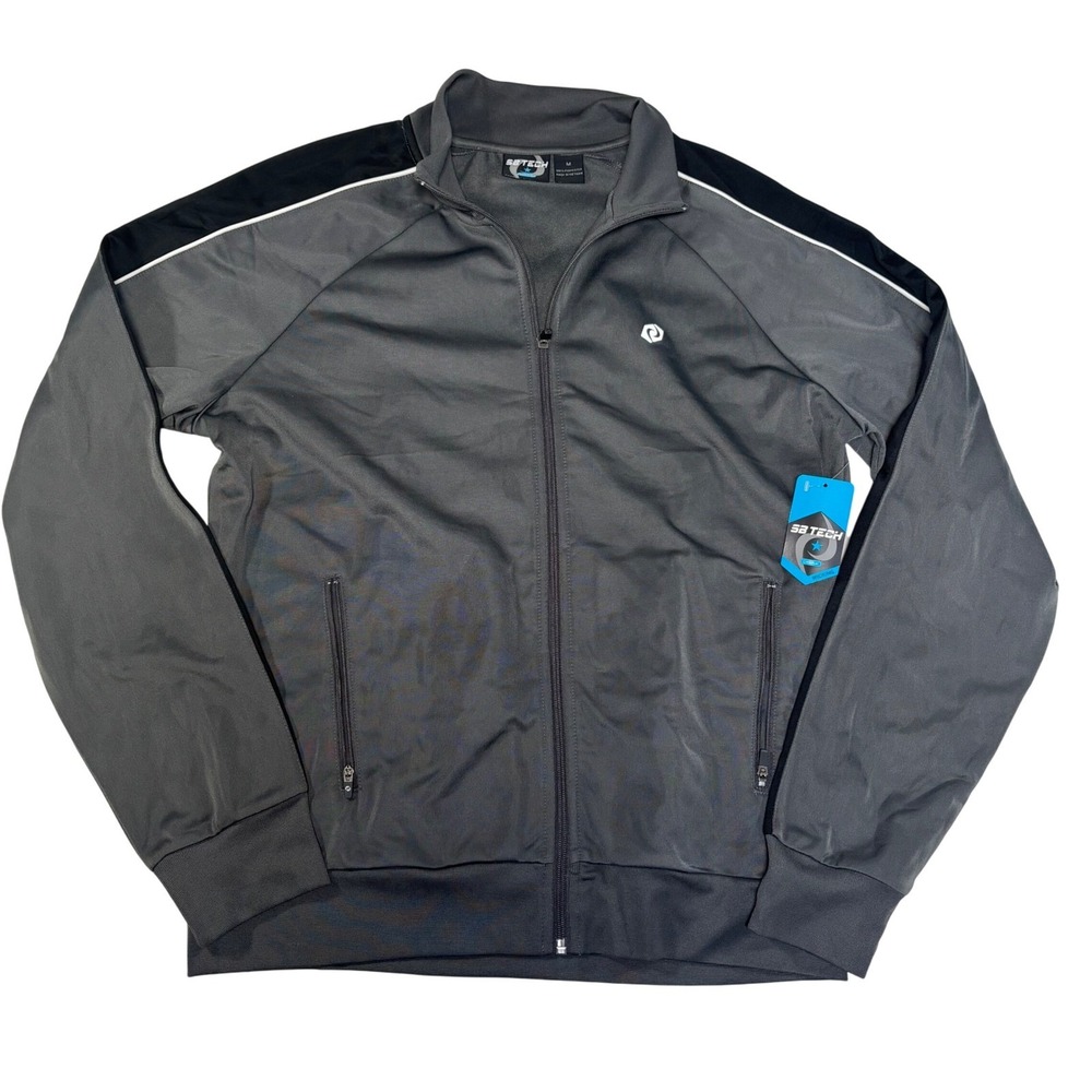 SB Tech Men's Gray Full Zip Performance Track Jacket Wicking CoolPlay Size M NEW